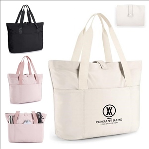 Foldable Zipper Tote Bag for Women Large Travel Shoulder Bag